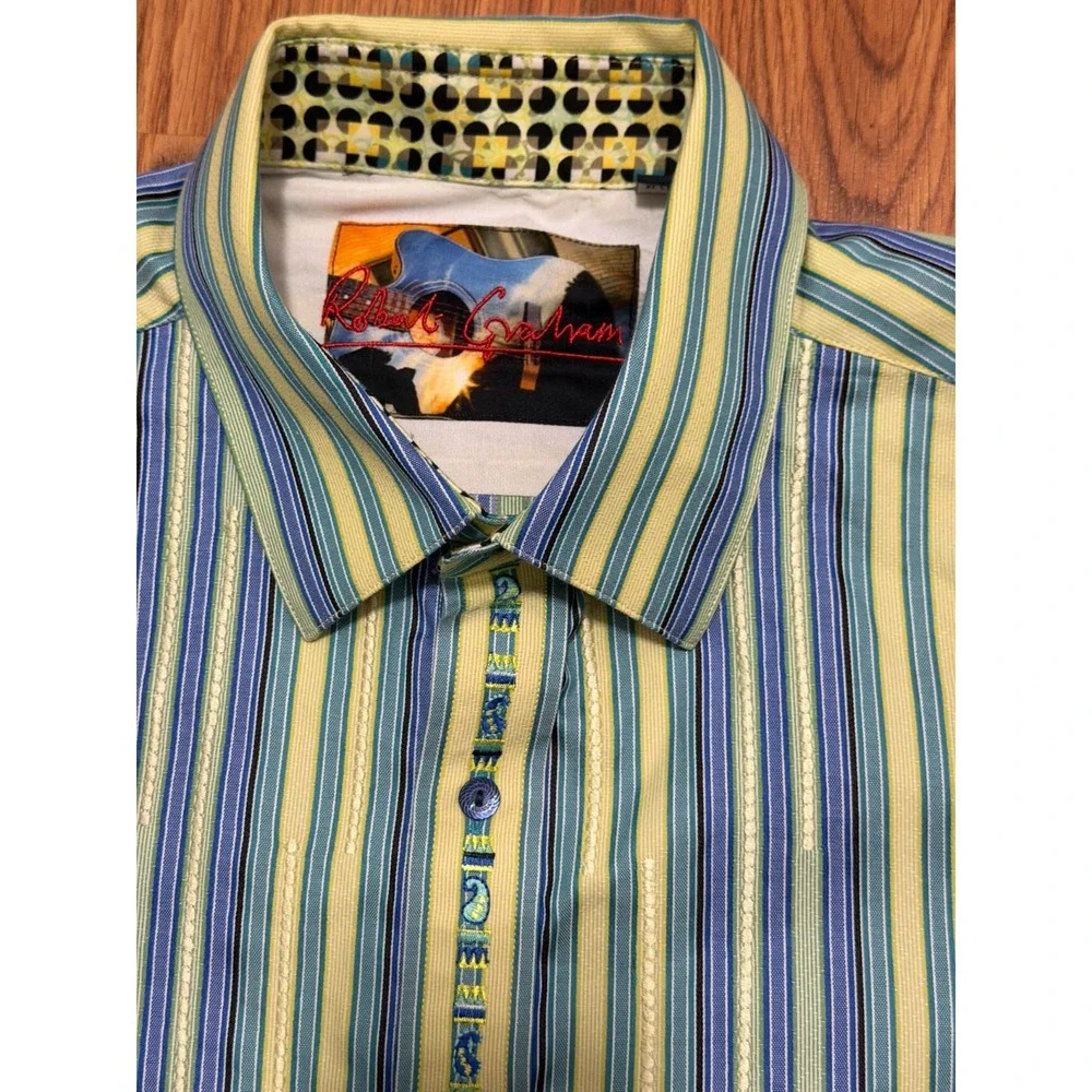 Robert Graham Shirt Mens Extra Large Striped Flip Cuff Classic Fit